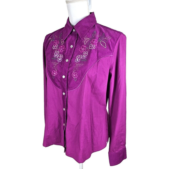 i.e Relaxed Vintage Purple Cowgirl Shirt Cottagecore Floral Crochet Western 12. - Picture 6 of 9